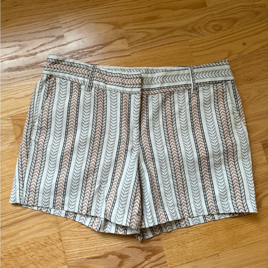 Kenar Boho Print Shorts Size 8 Neutral Cotton Stretch Summer